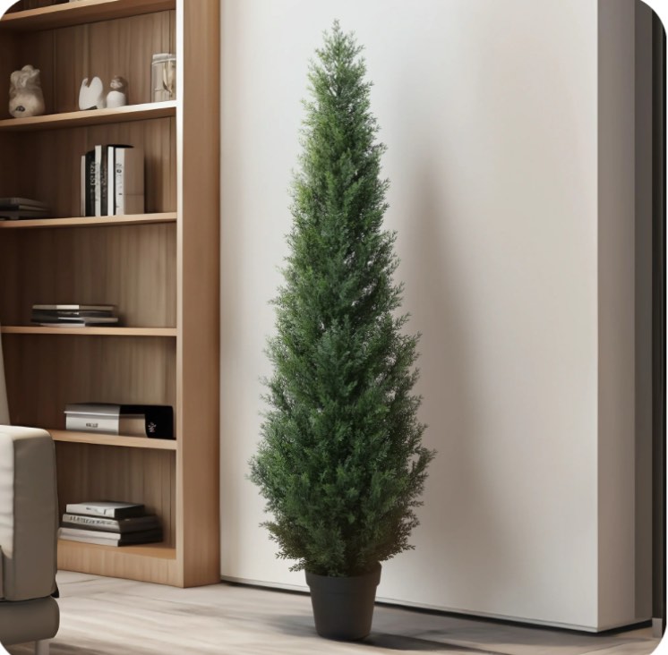 Artificial Cedar Tree 5 FT Artificial Cedar Topiary Trees for Outdoors Potted Fake Cypress Tree Faux Evergreen Plants for Home Porch Decor