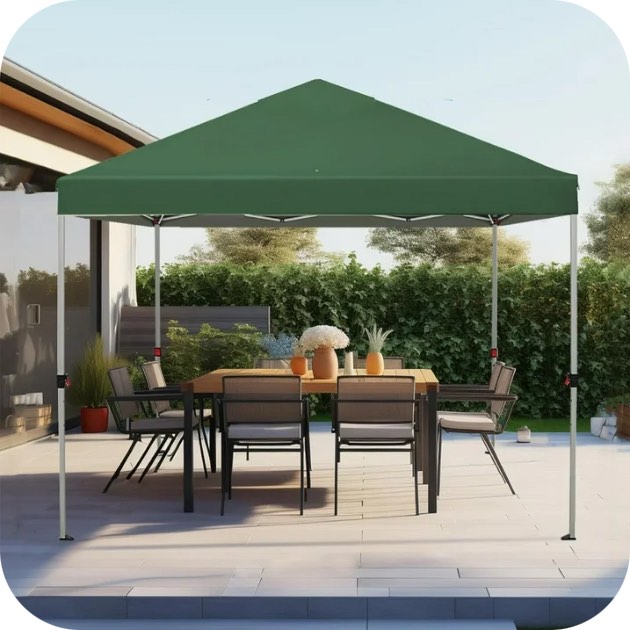 SUSUZI 10x10ft Easy Pop Up Canopy Tent, Portable Straight Leg Gazebo with UV Protection & Waterproof Cover, 3 Height Adjustments – Ideal for Outdoor Events, Camping, and Beach