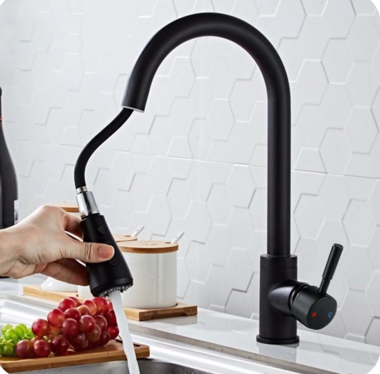 Kitchen Faucet with Pull Down Sprayer, Kitchen Sink Faucet with Hot And Cold Water, Two Water Flow Modes and Pause Button
