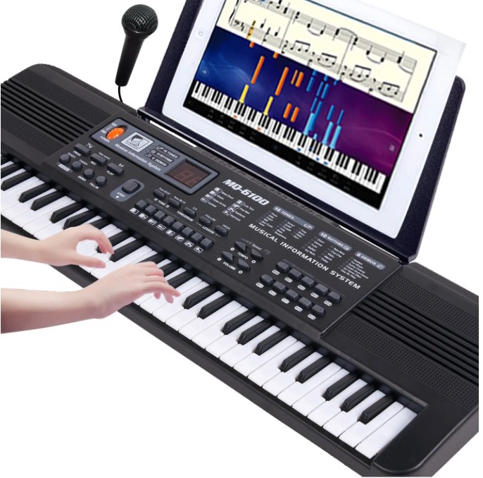 Moosiker 61 Key Keyboard Piano, Electric Piano Music Keyboard with Teaching Mode, Microphoneand USB Cable, Toy Christmas Birthday Gifts for Kids Beginners