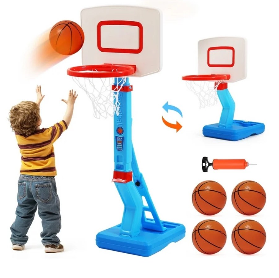 JoyStone 2 in 1 Kids Basketball Hoop, Toddler Basketball Hoop Indoor Mini Adjustable Poolside Basketball Goals with Ball Pump for Boys Girls Outdoor Toys