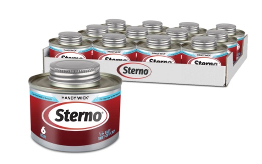 Sterno Fuel Cans - 6-Hour Burn, (12-Pack) Chafing Dish Fuel Can Burners for Food Warmer, Resealable Twist Chafer Fuel Canned Heat, Handy Wick