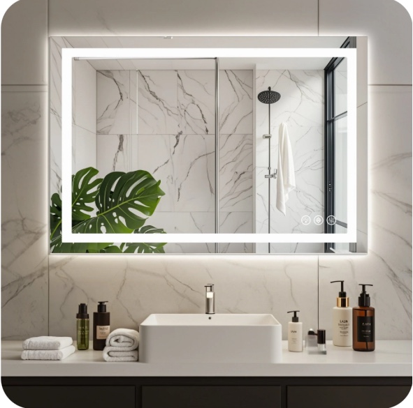 EDX 24"X36" Anti-fog LED Bathroom Mirror with Dual Light Source and Three Lighting Modes, White