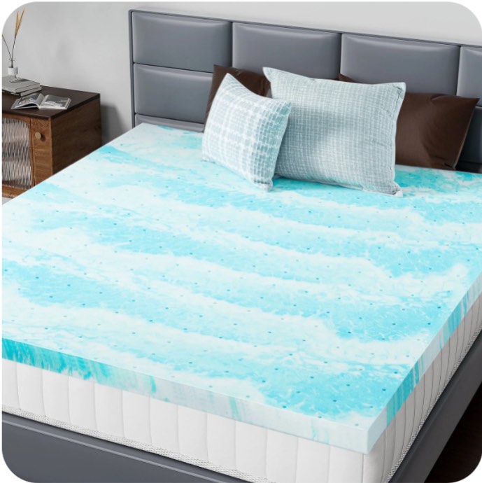 CONCETTA 3 Inch Full Size Memory Foam Mattress Topper with Cooling Gel, Pressure Relief for Back Pain, Comfort Bed Topper, CertiPUR-US Certified