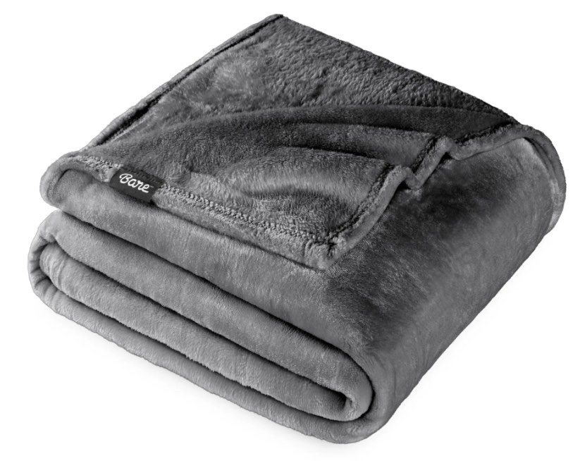 Bare Home Microplush Fleece Blanket - 300 GSM - Fuzzy Microfleece - Soft & Plush - King, Gray