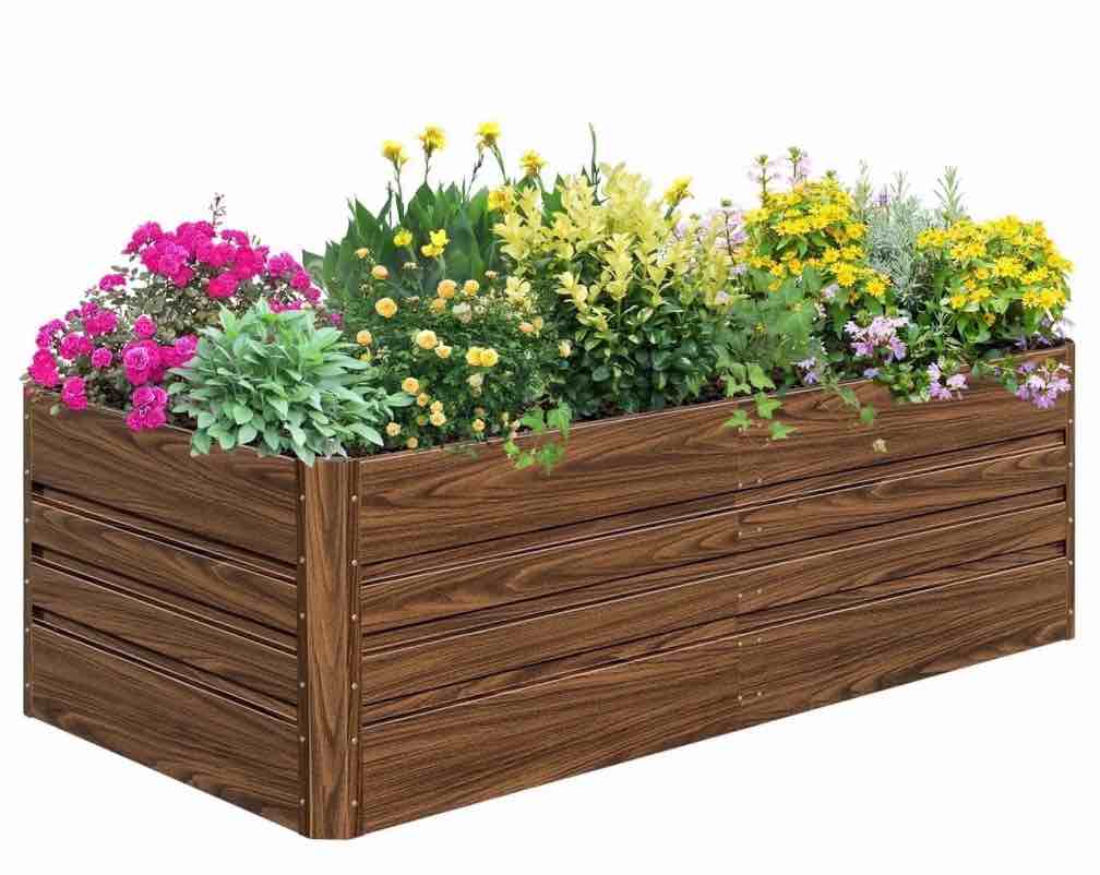 SnugNiture 8x4x2 Galvanized Steel Raised Garden Bed, Deep Root Metal Planter Box for Vegetables and Flowers
