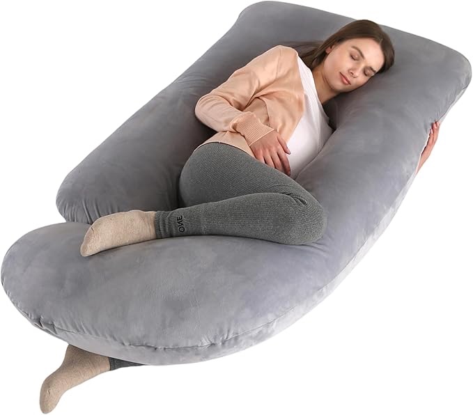 Allswell Full Wrap-Around Oversized Down Alternative Pregnancy Pillow  Gray