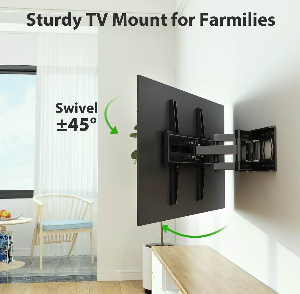 USX MOUNT Full Motion TV Wall Mount for 26-65  TVs  Hold up to 110lbs with Max VESA 400x400mm & 16  Wood Stud