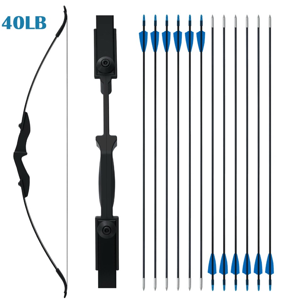 Petoto Recurve Bow and Arrow Set, Takedown Recurve Bows Archery for Adults Left and Right Hands 40lbs Archery Set