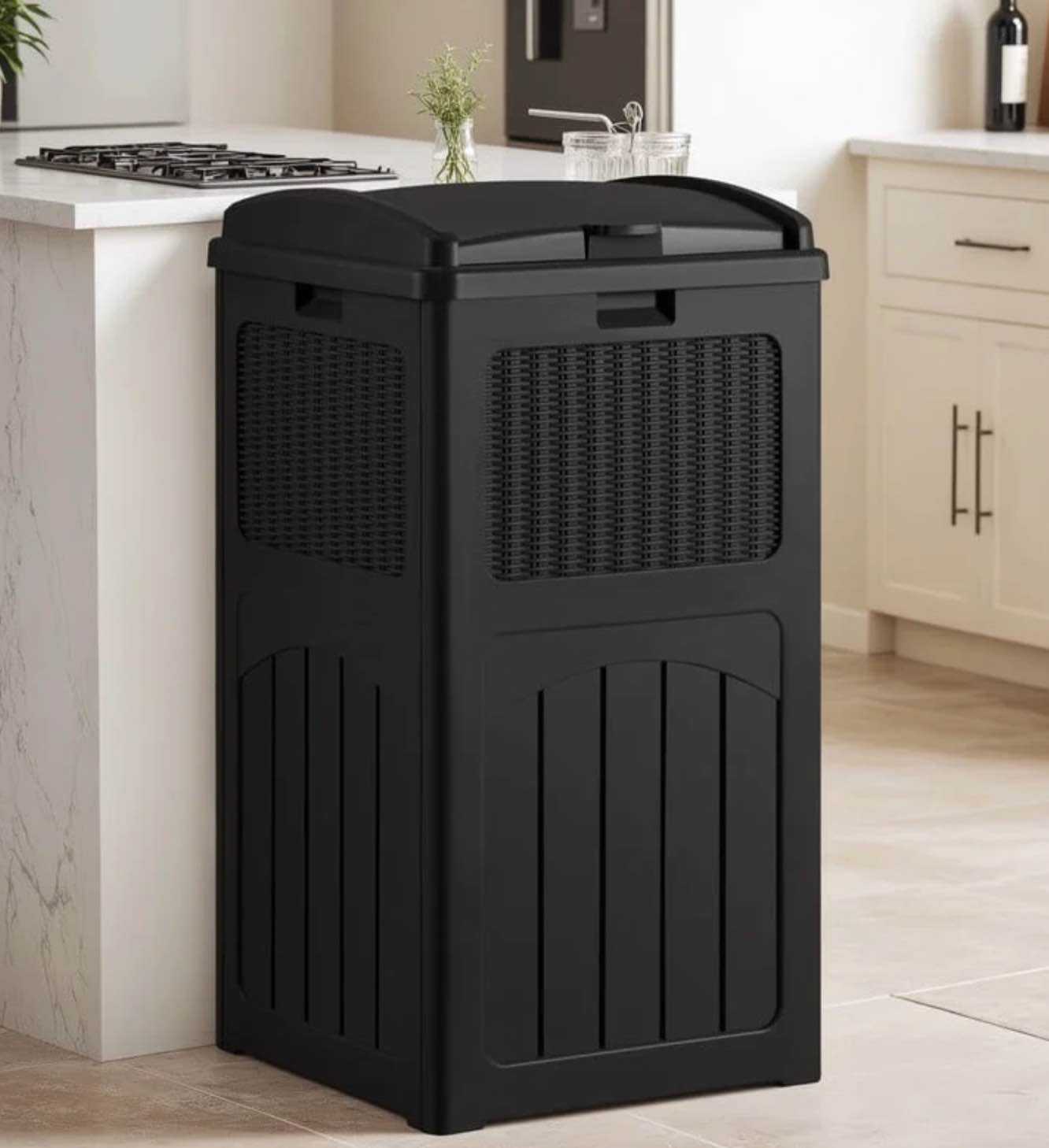 Homall Homes 36 Gallon Trash Can Plastic Kitchen Trash Can,Black