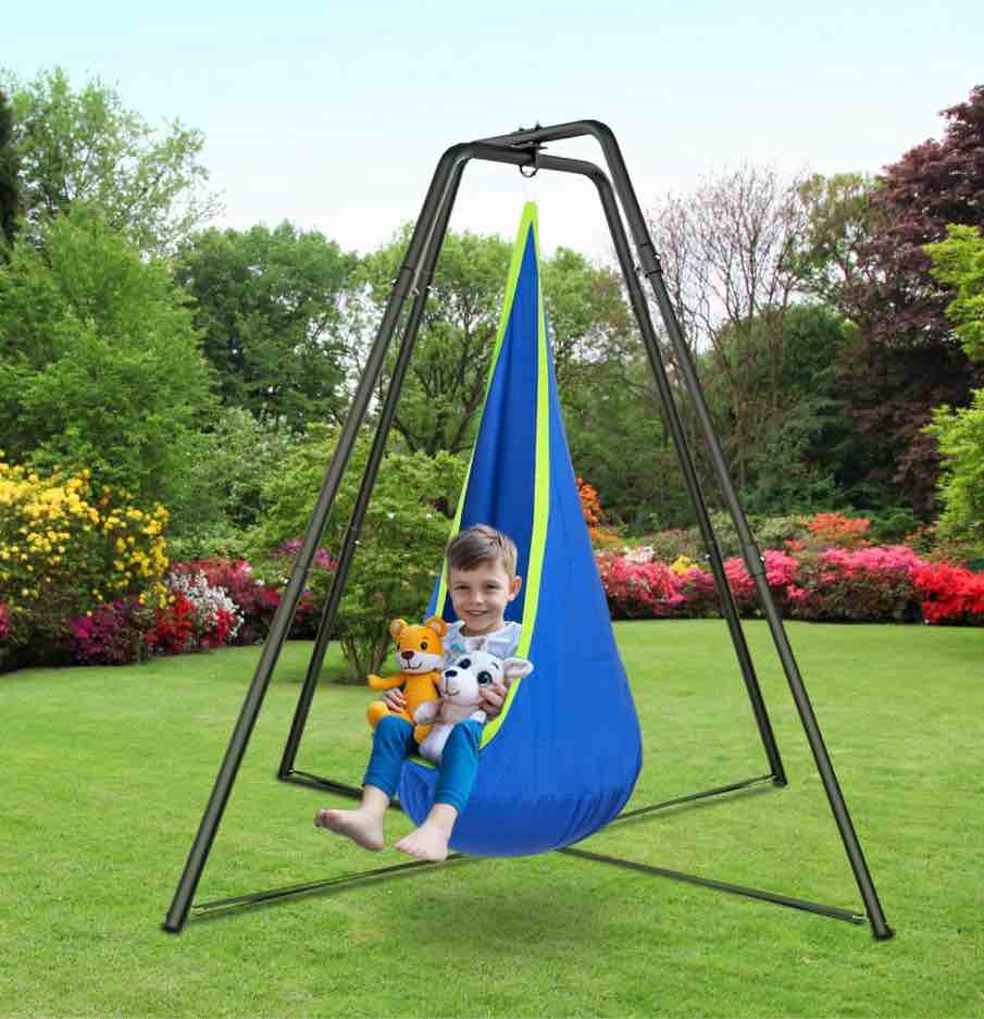 G TALECO GEAR Sensory Swing with Stand, Outdoor Indoor Kids Pod Chair Swing Set for Backyard, Metal Hammock Chair Stand, 350LB