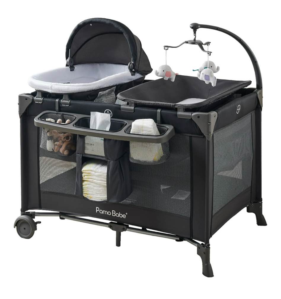 Pamo Babe 4-in-1 Baby Playard with Bassinet & Changing Table for Newborn