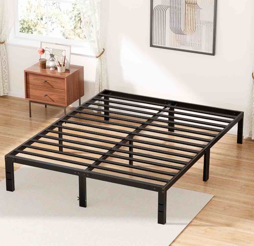 ZUNMOS 14 Inches King Bed Frame, Heavy Duty Metal Platform with Storage Space Under Frame, No Box Spring Needed King Size Bed Frame, Black