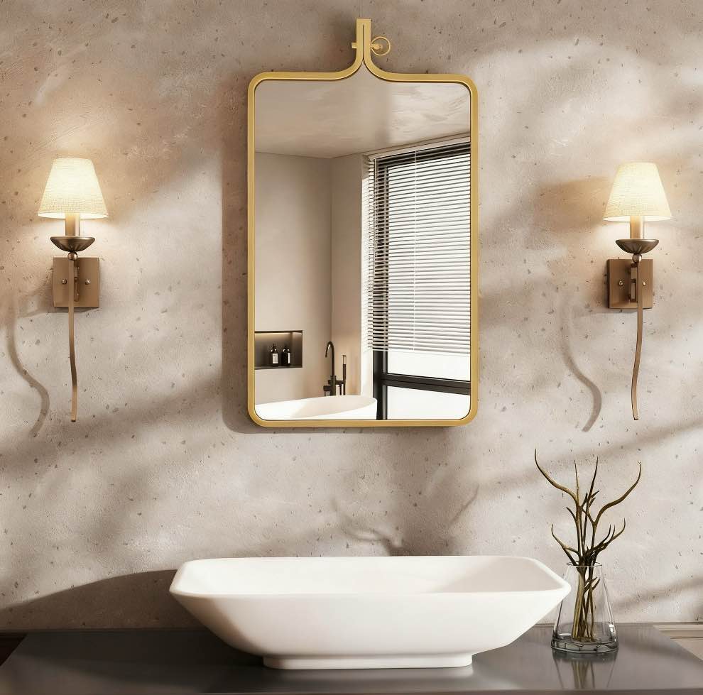 Goosiay 20" x 35" Gold Mirror, Wall Mirror with Luxury Metal Frame, Rust-Resistant & Moisture-Proof , Decorative Mirrors for Bathroom, Living Room, Bedroom, Entryway, Mantle