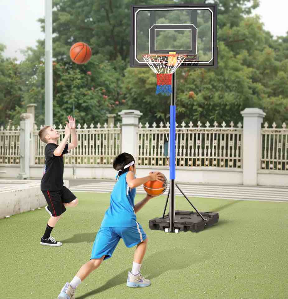 Basketball Hoop Stand 5-9 ft Adjustable, Portable Basketball Goals for Kids Teenagers, Great Outdoor, Backyard, Driveway, Indoor Play, Black