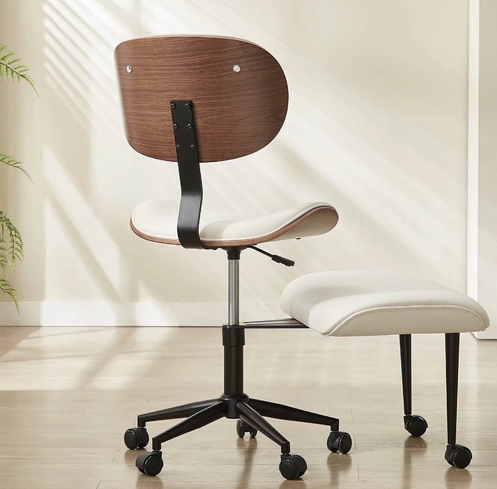 Bestier Cross Legged Office Chair, Adjustable Height Ergonomic ADHD Chair, Swivel Seat for Yoga Meditation home office, PU Leather, White?