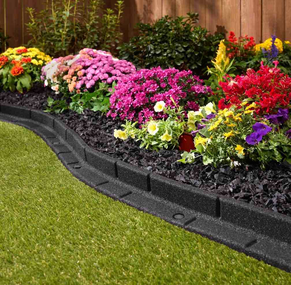 48 in. x 3 in. x 3 in. Roman Brick Black Rubber Edging (6-Pack)