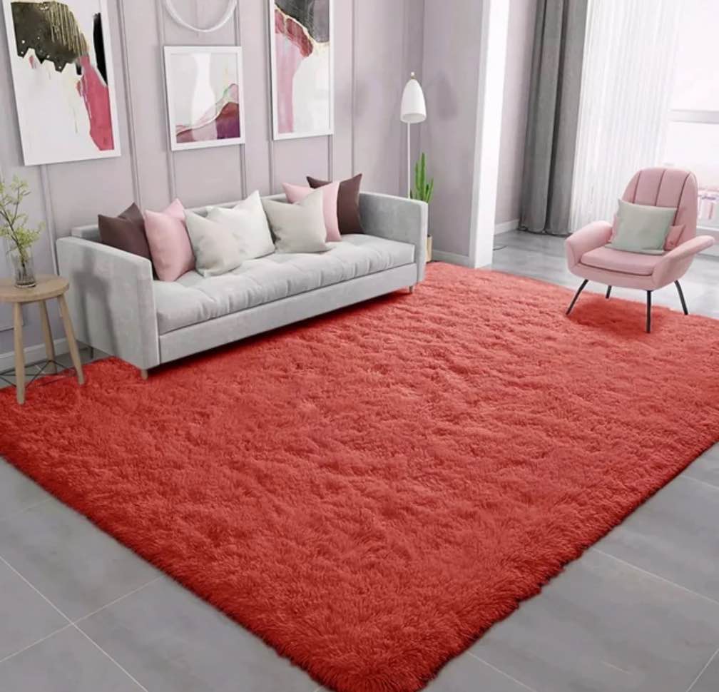 SUSUZI 5 x 7 ft Shaggy Area Rugs for Living Room Bedroom Large Fluffy Fuzzy Floor Carpet Soft Throw Rug Non-Slip Rugs Home Decor, Red