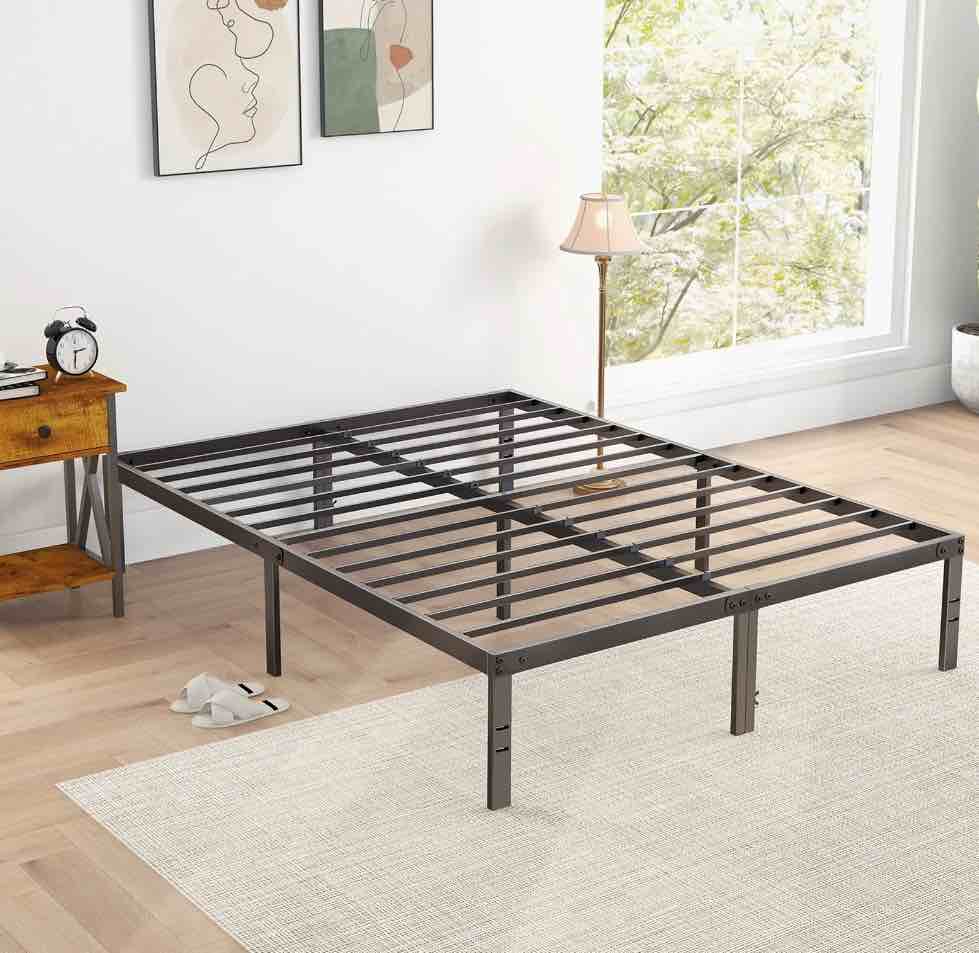 edx Bed Frame - Full Size Heavy Duty Platform Bed with Underbed Storage, 14-Inch High Steel Slat Support, Non-Slip Design, No Box Spring Required