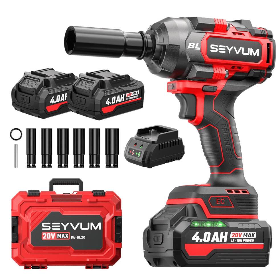 Cordless Impact Wrench 1/2 Inch, 900Ft-lbs (1200N.m) Brushless Impact Gun, 20V High Torque Power Impact Driver, 3500RPM w/ 2x 4.0 Battery, 3 Variable Speeds for Car/Truck RV/Mower