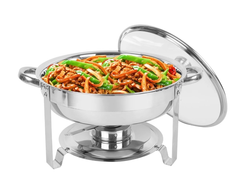 IMACONE 4QT Chafing Dish Buffet Set  4 Pack Stainless Steel Round Glass Lid Buffet Warmer Set with for Parties
