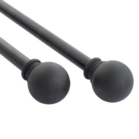Deco Window 28 to 48 Inches 2 Pack Curtain Rods for Windows with Ball Finials (5/8 Diameter Black)