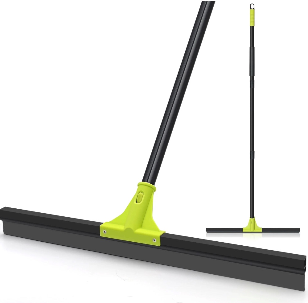TidyBliss Floor Squeegee Heavy Duty, 24” Rubber Water Scraper Broom for Gargae (Green)