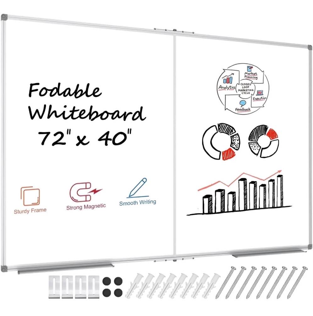 JILoffice Dry Erase Board Extra Large White Board for Wall 72" x 40" Foldable School Whiteboard Giant Marker Board