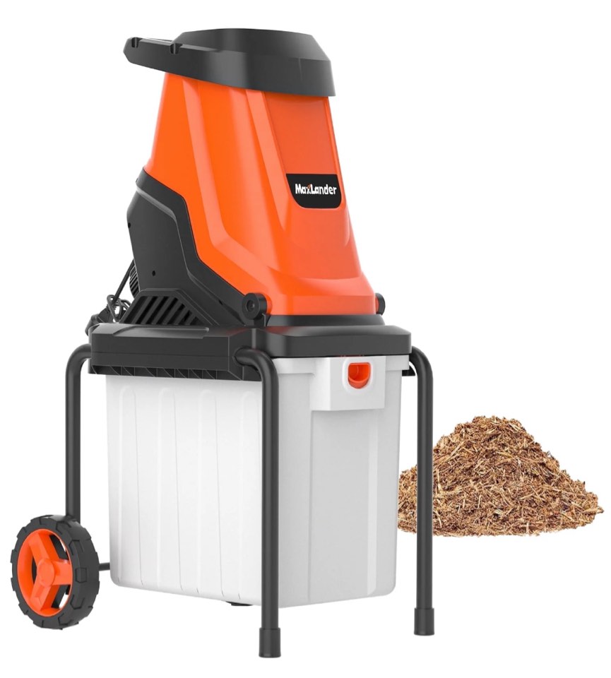 MAXLANDER 15-Amp 120V Heavy-Duty Electric Wood Chipper with 1.2-Bushel Bin