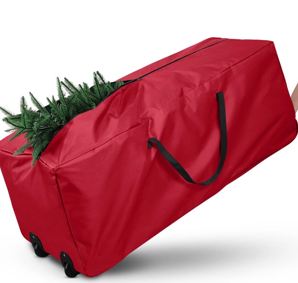 Ayieyill Christmas Tree Storage Bag, Moisture Christmas Tree Bag - for 7.5 FT Artificial Trees, Zippered Bag, Carry Handles and Wheels for Easy Transport (Red)