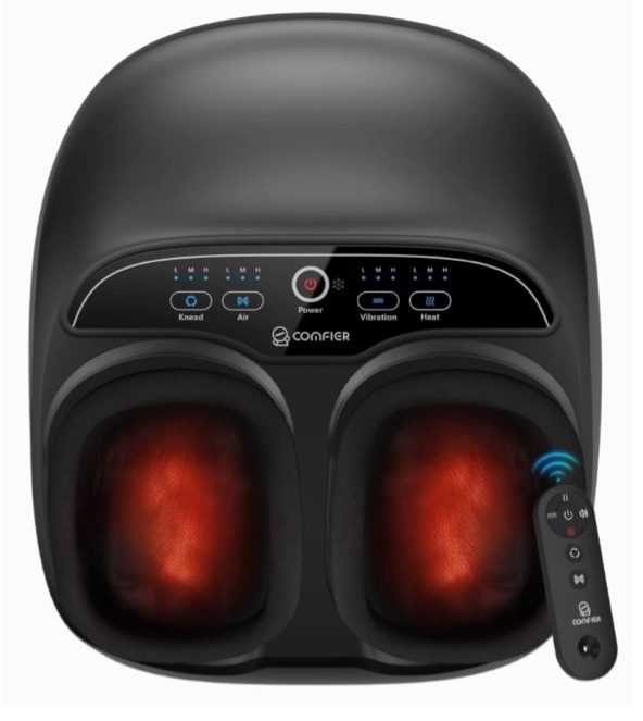 Foot Massager with Heat, Comfier Shiatsu Foot Massage Machine with Remote for Relax up to Size 13, Black, Father's Day Gifts