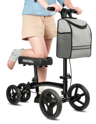 COSYWILL Steerable Knee Scooter,Economy Knee Walker,All Terrain Foldable Medical Scooter for Foot Injuries Crutches Alternative,Black