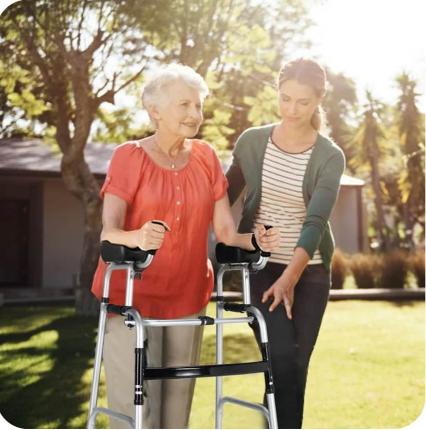 Costway Folding Aluminum Alloy Wheel Walking Frame Adjustable Walker with Armrest Support Silver