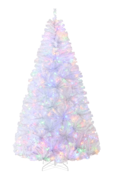 Best Choice Products 4.5ft Pre-Lit Premium Hinged Artificial White Christmas Pine Tree w/ 200 Multicolor Lights, Stand