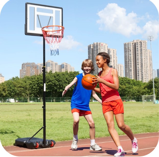 Ktaxon 33 In. Portable Basketball Hoop Stand, 6.5-8 ft Adjustable Basketball Goal System, with PVC Backboard Indoor/Outdoor