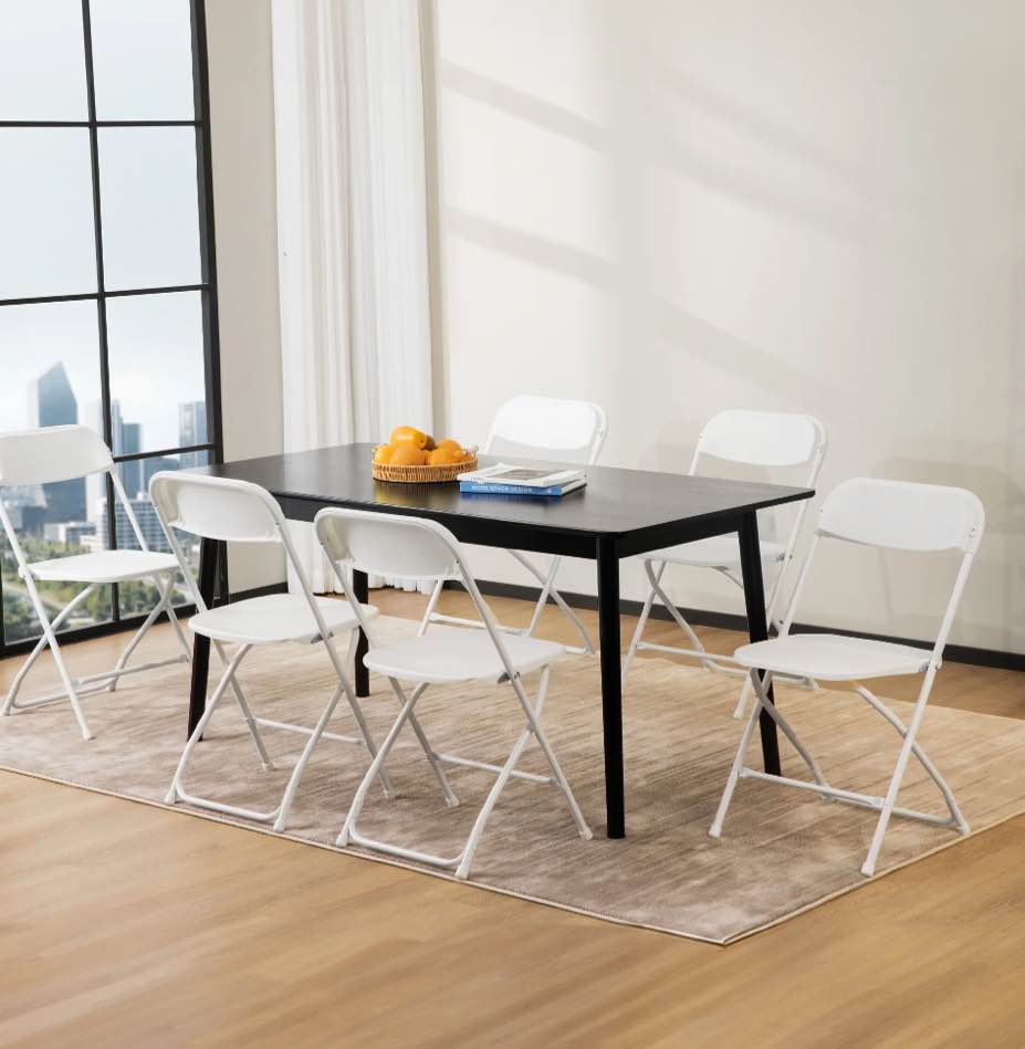 CONCETTA Plastic Folding Chair Set of 10, 330LB Load Capacity Lightweight for Indoor/Outdoor, White