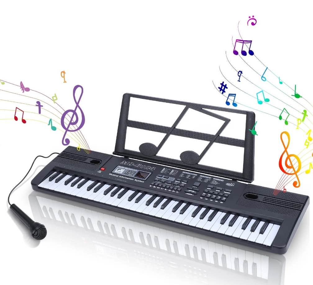 Portable USB Electronic Keyboard Piano with Microphone Music Stand 61 Keys Electronic Digital Piano for Gift