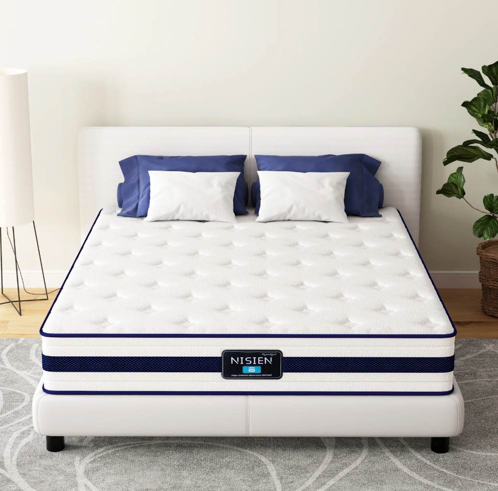 NISIEN Queen Mattress, 10 Inch Hybrid Memory Foam Mattress in a Box, Pressure Relief, CertiPUR-US
