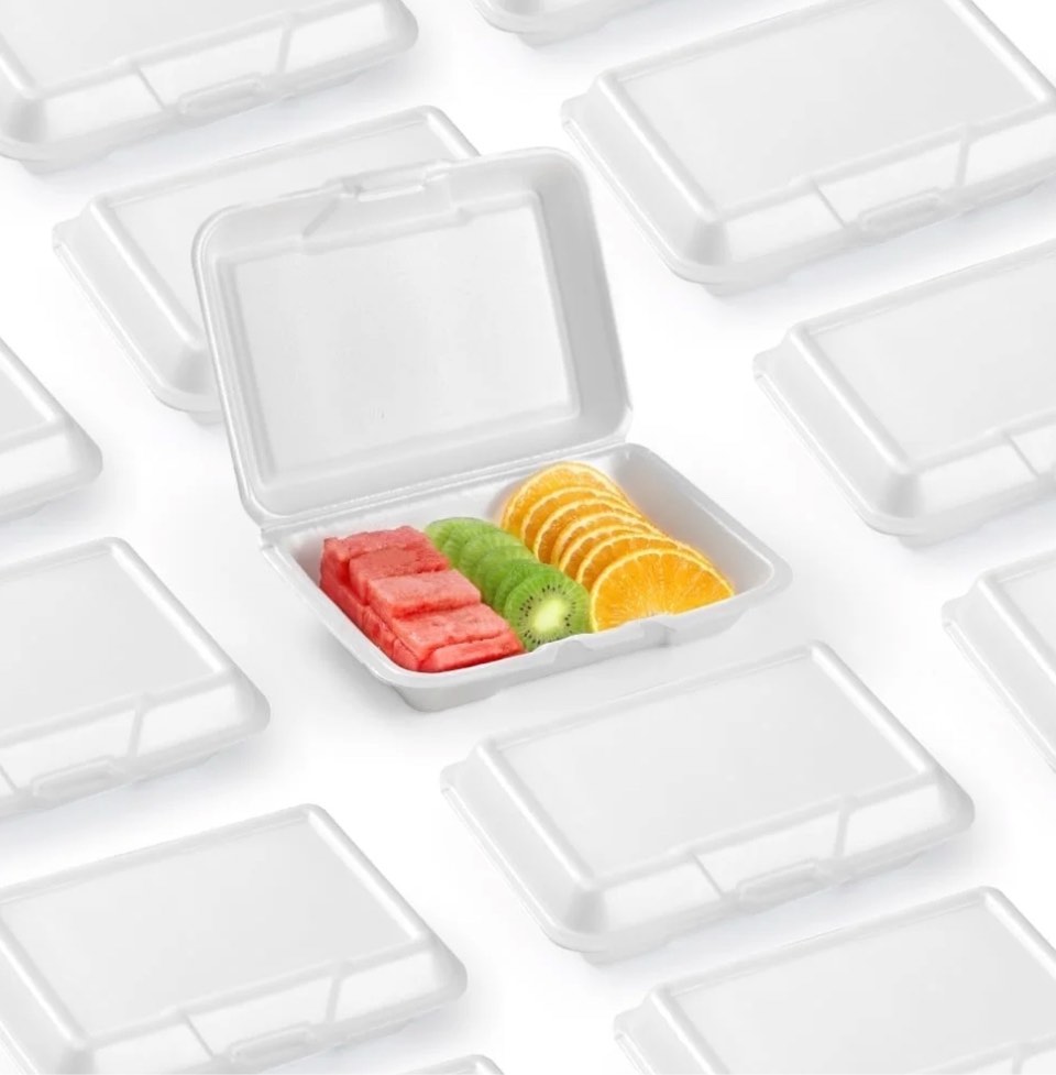Fitsu Foam take out container,1 Compartment,200 pack,9.250” x 6.375” x 2.875”
