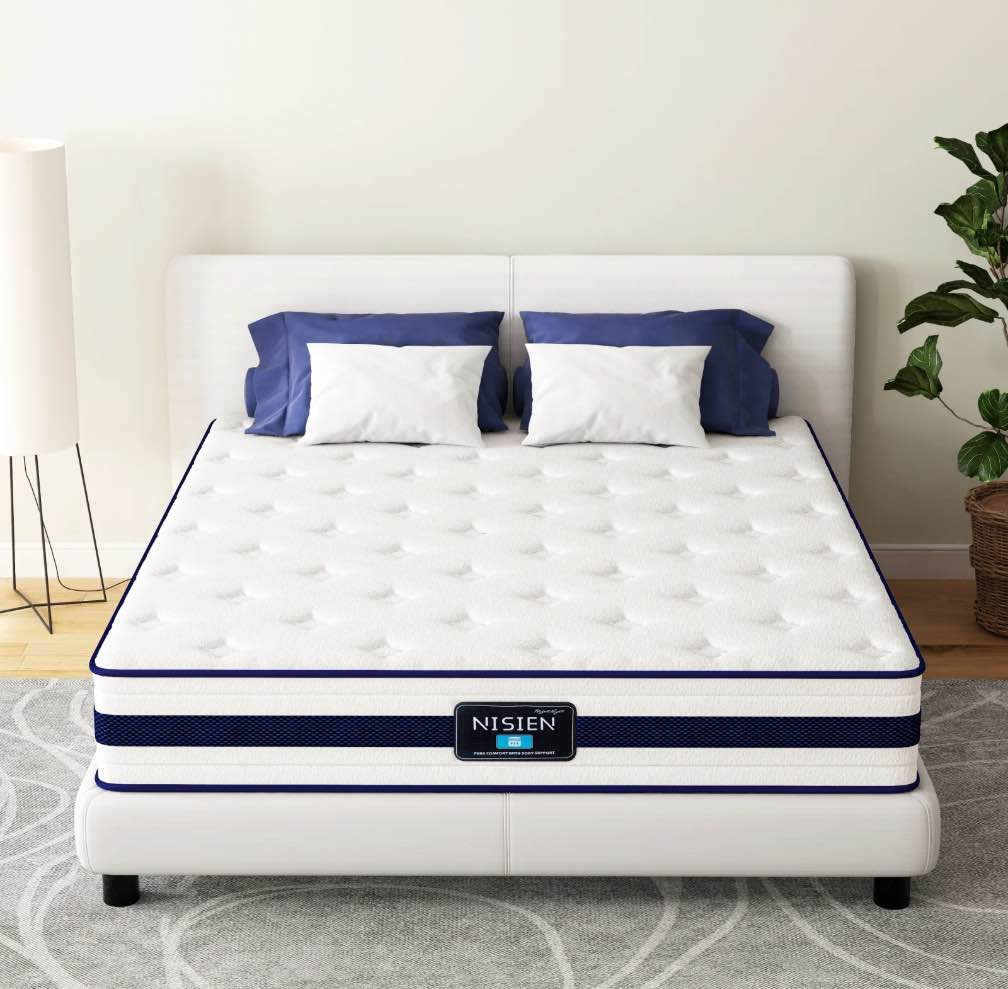 NISIEN Queen Mattress, 10 Inch Hybrid Memory Foam Mattress in a Box, Pressure Relief, CertiPUR-US
