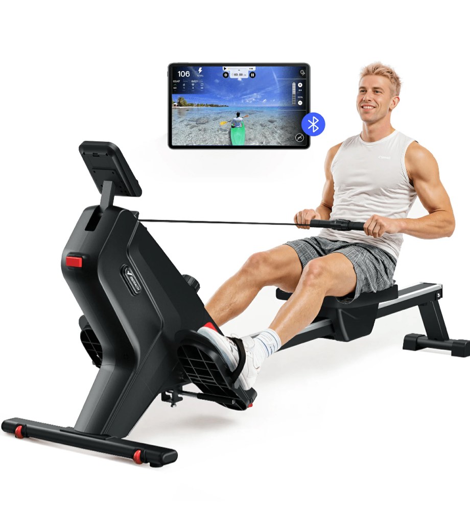 MERACH Magnetic Rowing Machines 350lbs Weight Capacity, Indoor Foldable with 16 Levels Resistance for Home Workout