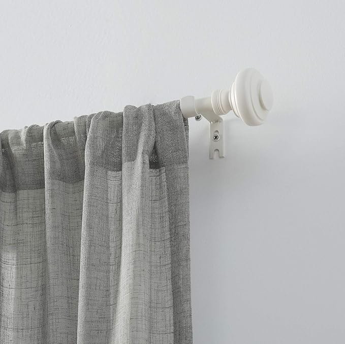 Mode Simplicity Single Curtain Rod set with Doorknob Finials - 32 to 90 in, White