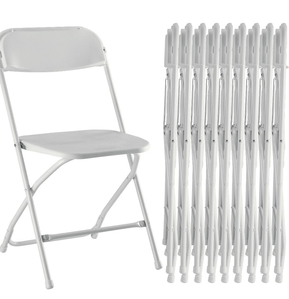 edx 10-Pack Folding Chair, Indoor Portable, Stackable for Events, Offices, Weddings and Restaurants, White