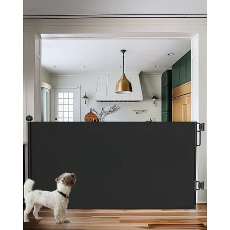 Ophanie Retractable Baby Safety Gate Mesh Pet Gate 33 Tall Extends to 55 Wide Black