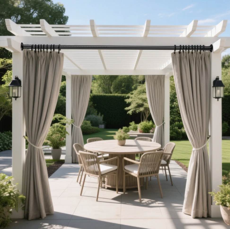 GIRACOA Octagon Tension Curtain Rod 51-168 Inches  Heavy Duty No Drill Adjustable Rod with 12 Rings  Matte Black