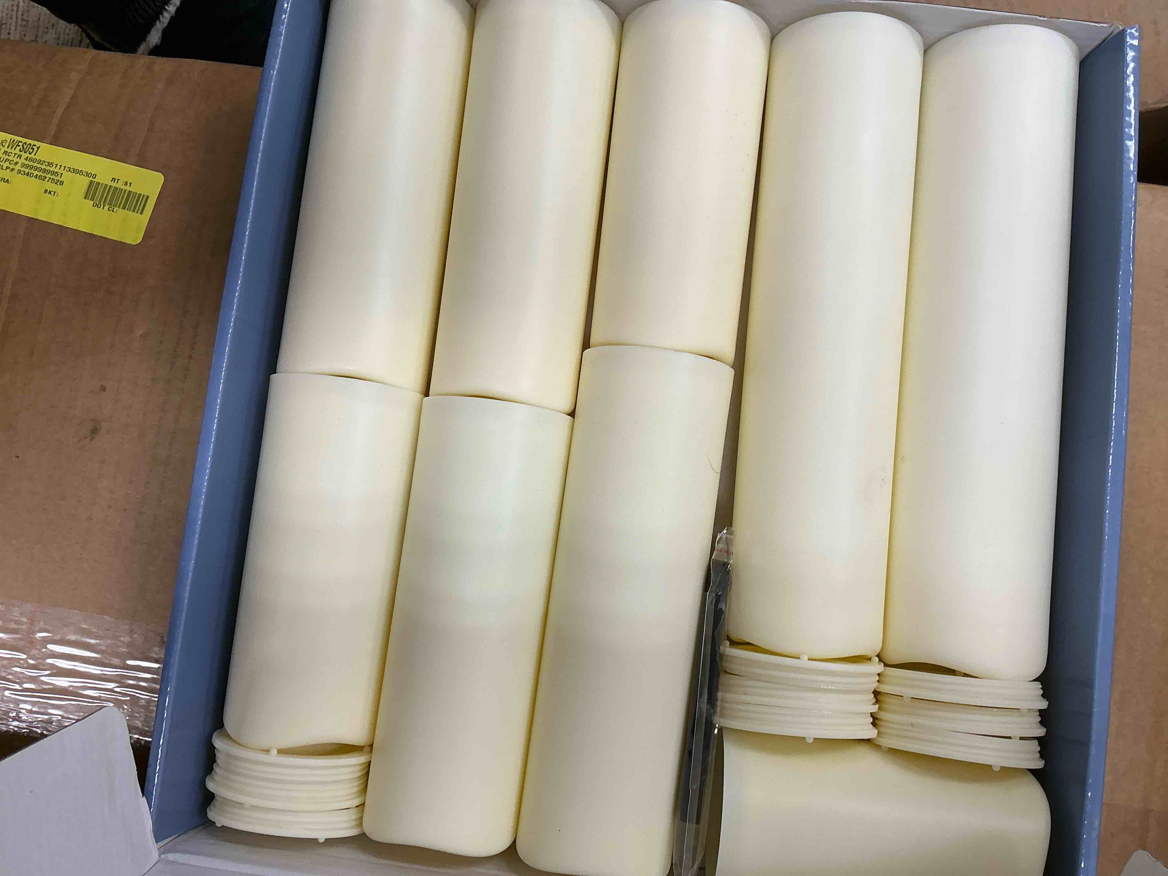 Condition photo showing New/Like New for HIDAWN Flameless Pillar Candles with Remote,9 Pack Outdoor Large LED Fake Candles Battery Operated Electric Votive Flicker Lights,Ivory
