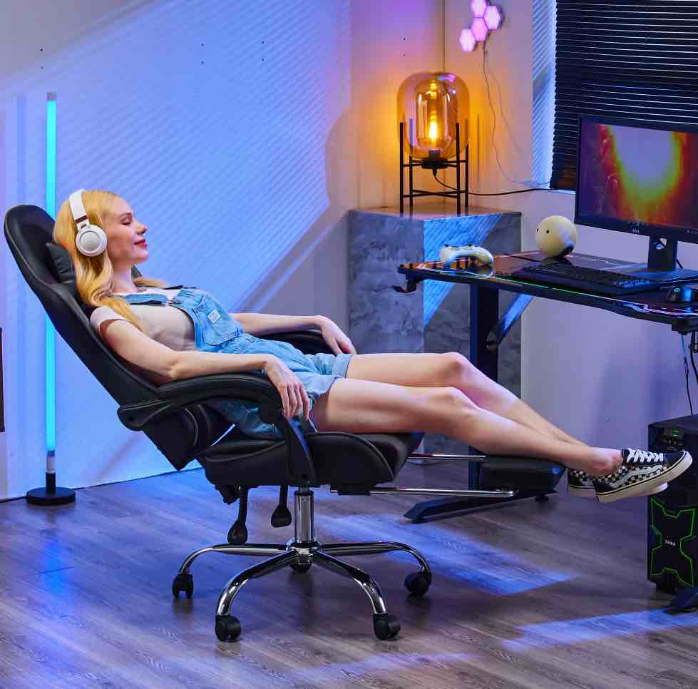 EDX Ergonomic Gaming Chair High Back Office Chair with Lumbar Support and Adjustable Armrests Swivel Racing Chair, Black and Gray