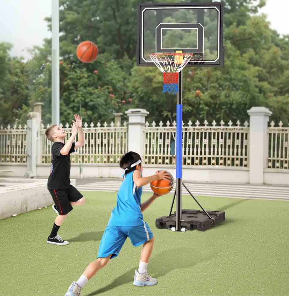 Basketball Hoop Stand 5-9 ft Adjustable, Portable Basketball Goals for Kids Teenagers, Great Outdoor, Backyard, Driveway, Indoor Play, Black