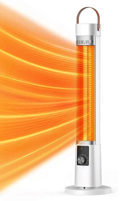 FLOWBREEZE Outdoor Heater for Patio, 1500W Electric Heaters Indoor, 60°Oscillation, 9h Timer, 9 Heat Level, Tip-Over/Overheating Protection, Safety Lock, for Garage, Porch, Gazebo,White