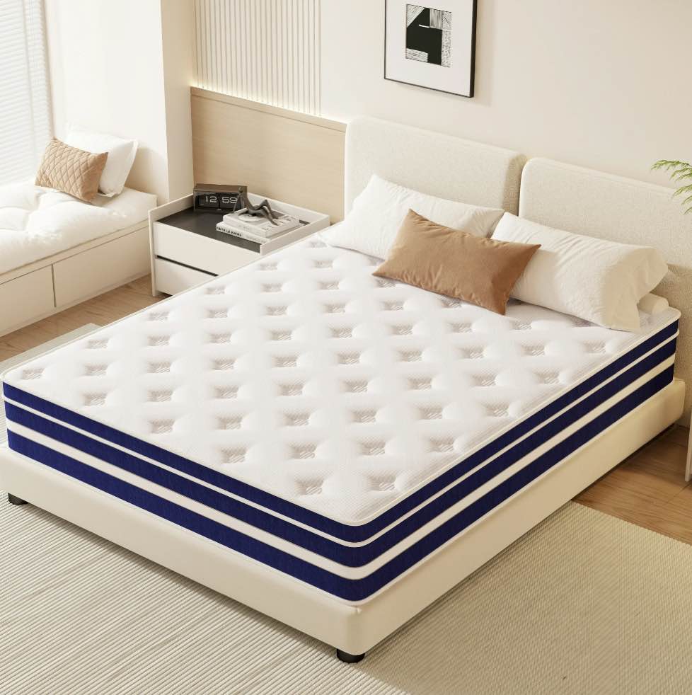 GUUKIN 10 inch Queen Mattress, Memory Foam & Spring Hybrid Medium Comfort Queen Size in a Box,Adult